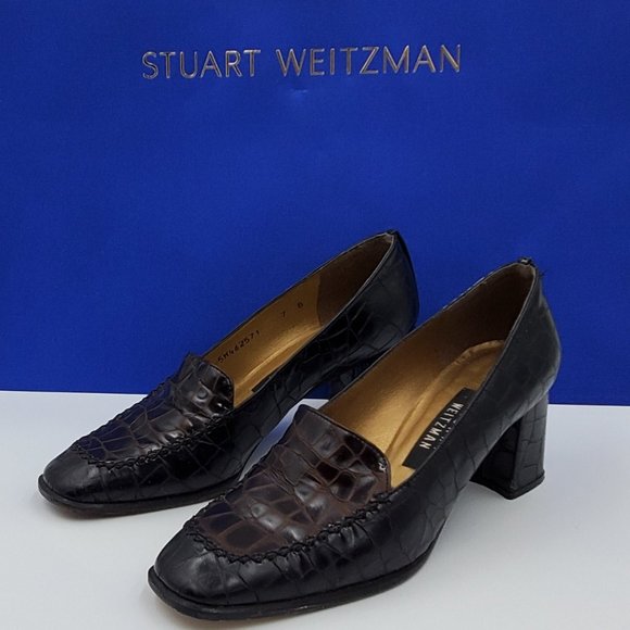 Stuart Weitzman Shoes - Stuart Weitzman chocolate brown croc pumps